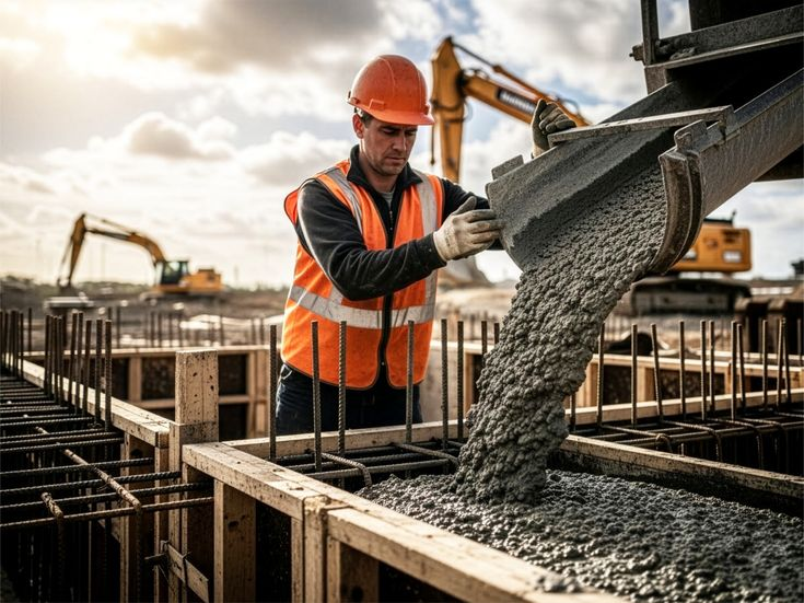 Man pouring cement